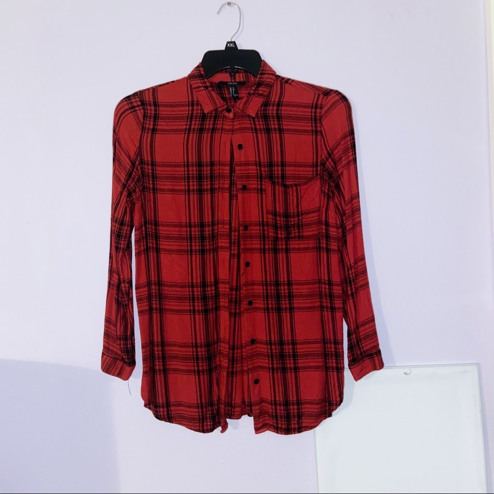 Classic Red and Black Flannel Button Up